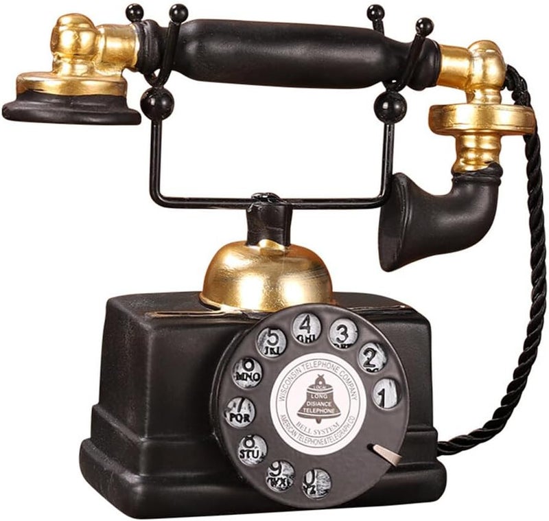 Eforcase Retro Telephones Creative Decorative Phone Model Telephone Wall Decor, Vintage Resin Rotary Telephone Decor Desktop Statue Artist Figurine Cafe Bar Window Decor Model Desk Decoration Props - Image 1